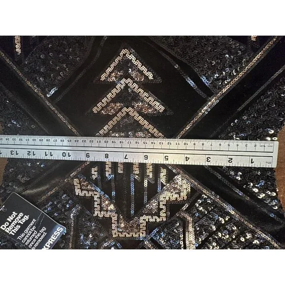 Express Sequined  With Velvet Bling Geometric Dress. Stunning, Perfect,  Holiday - Picture 12 of 16